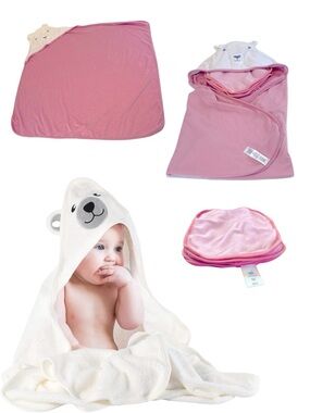 Carters Just One You Baby Bear Hooded Towel with 5 cloud island rags one size